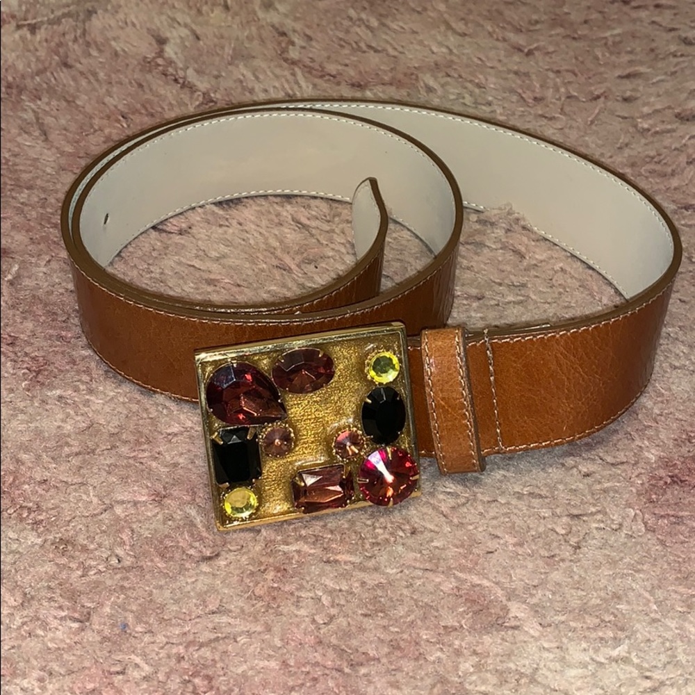 Leather Rock Rhinestone Buckle Belt